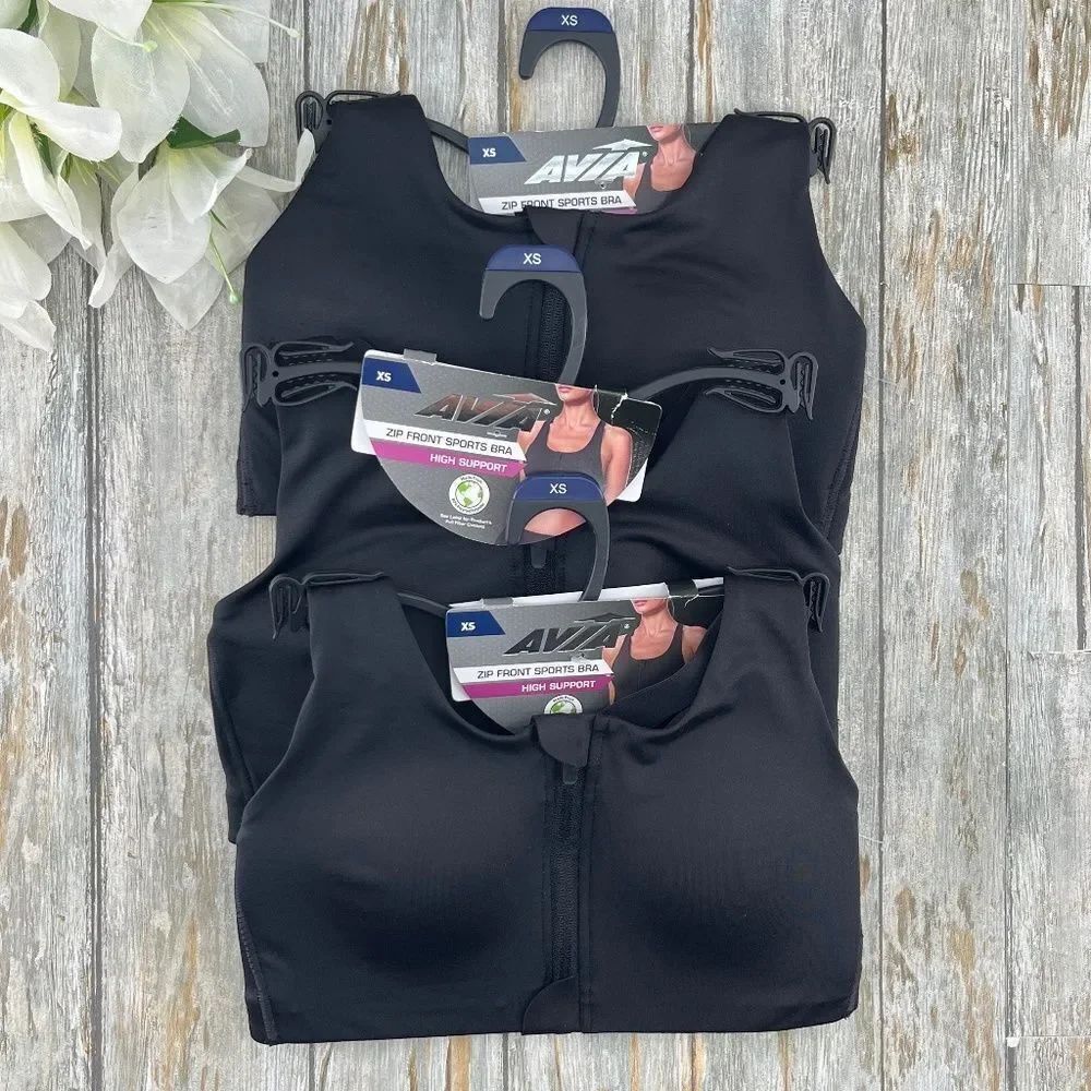Women's High Support Zip Front Sports Bra 3-Pack Size XS